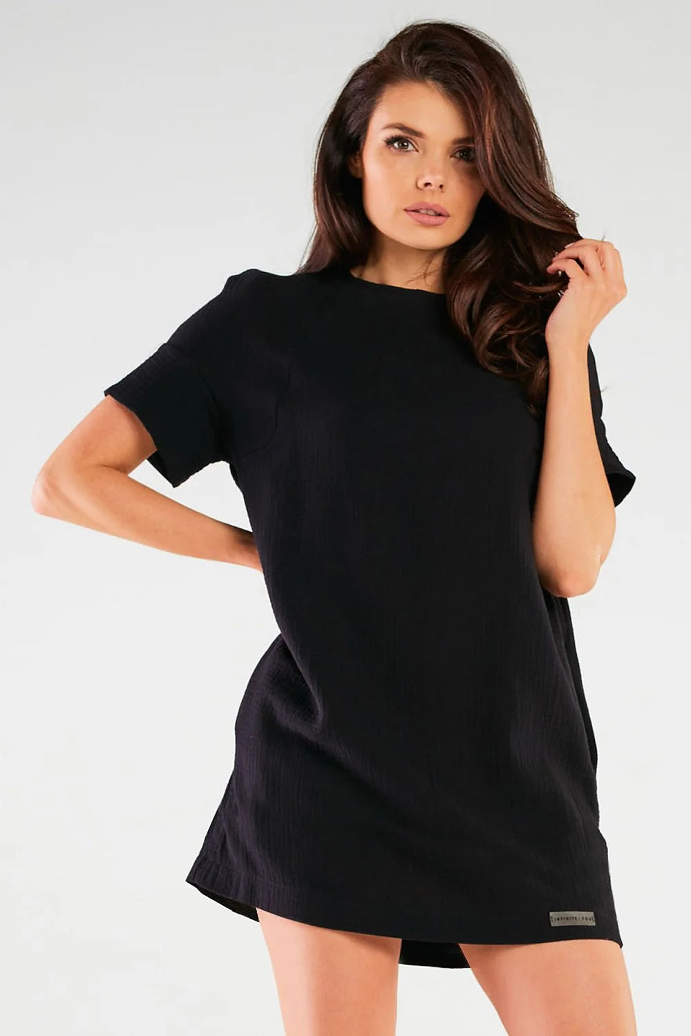 robe jour élégante manches courtes coupe droite oversize coton lycra texturée minimaliste polyvalente décontractée chic confortable respirant pologne
