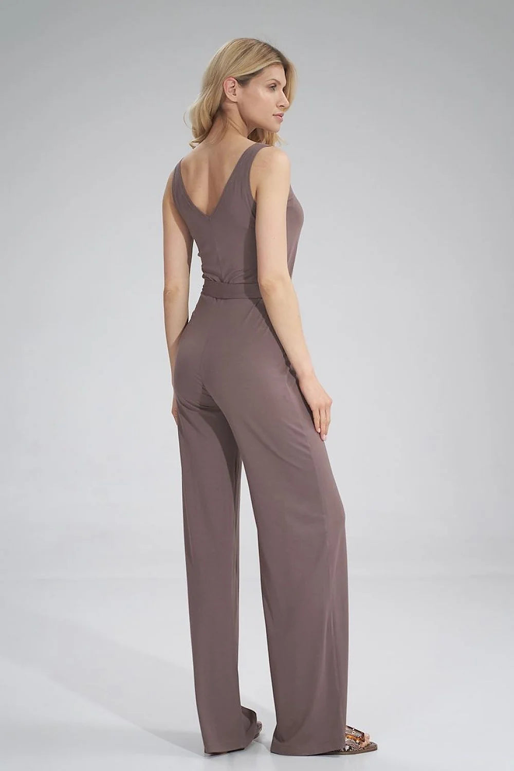 Combinaison femme élasthanne viscose élégante confortable bretelles larges ceinture intégrée jambes larges décontractée