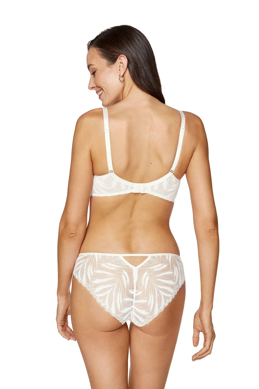 Soutien-gorge rembourré Gorteks design élégant dentelle microfibre couleur ivoire maintien optimal bretelles ajustables dos en tulle lingerie féminine
