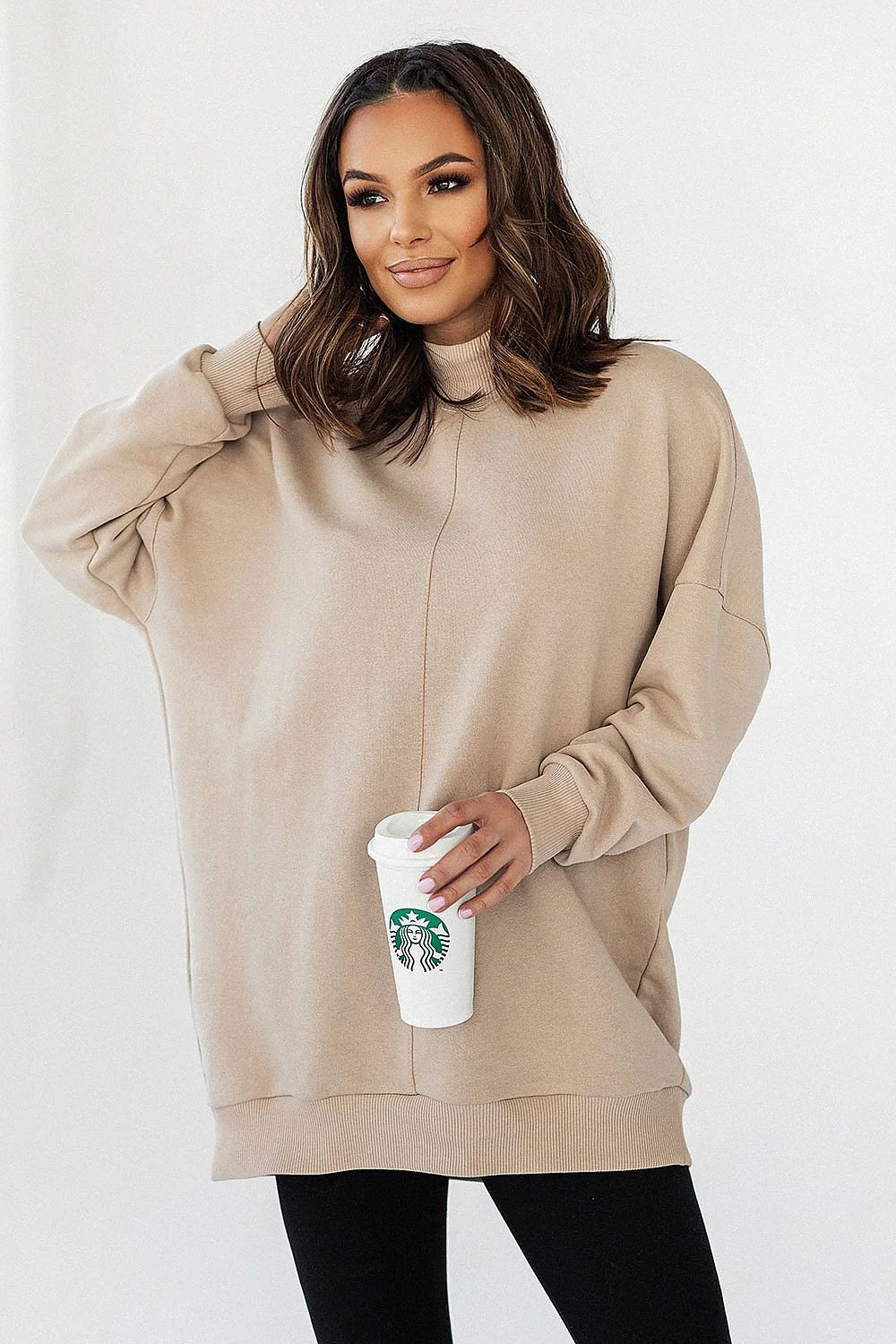 Sweatshirt IVON femme oversize coupe ample coton élasthanne confortable style minimaliste