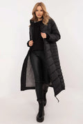 Veste longue pour femme élégante et confortable automne hiver polyester synthétique matelassé noir coupe droite