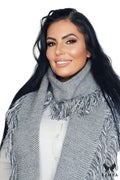 Châle Kamea pour femme en laine motifs gaufrés franges couleurs variées fabriqué en Pologne accessoire mode automne hiver