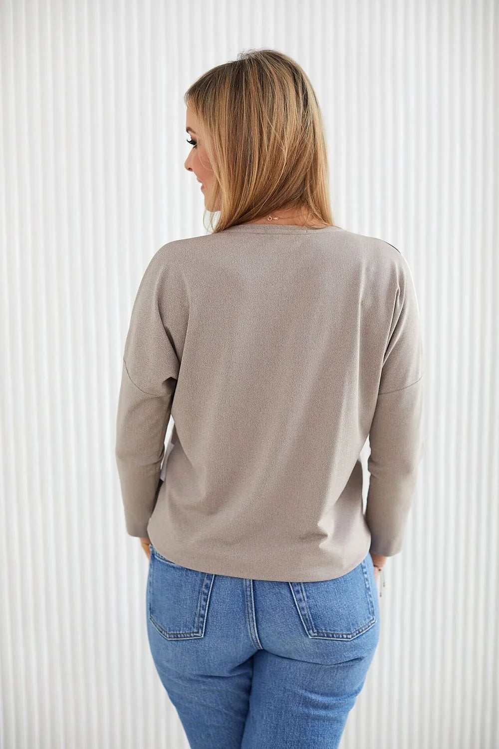 Chemisier La Aurora pull à rayures visage slim jeans femme coton élasthanne casual look décontracté