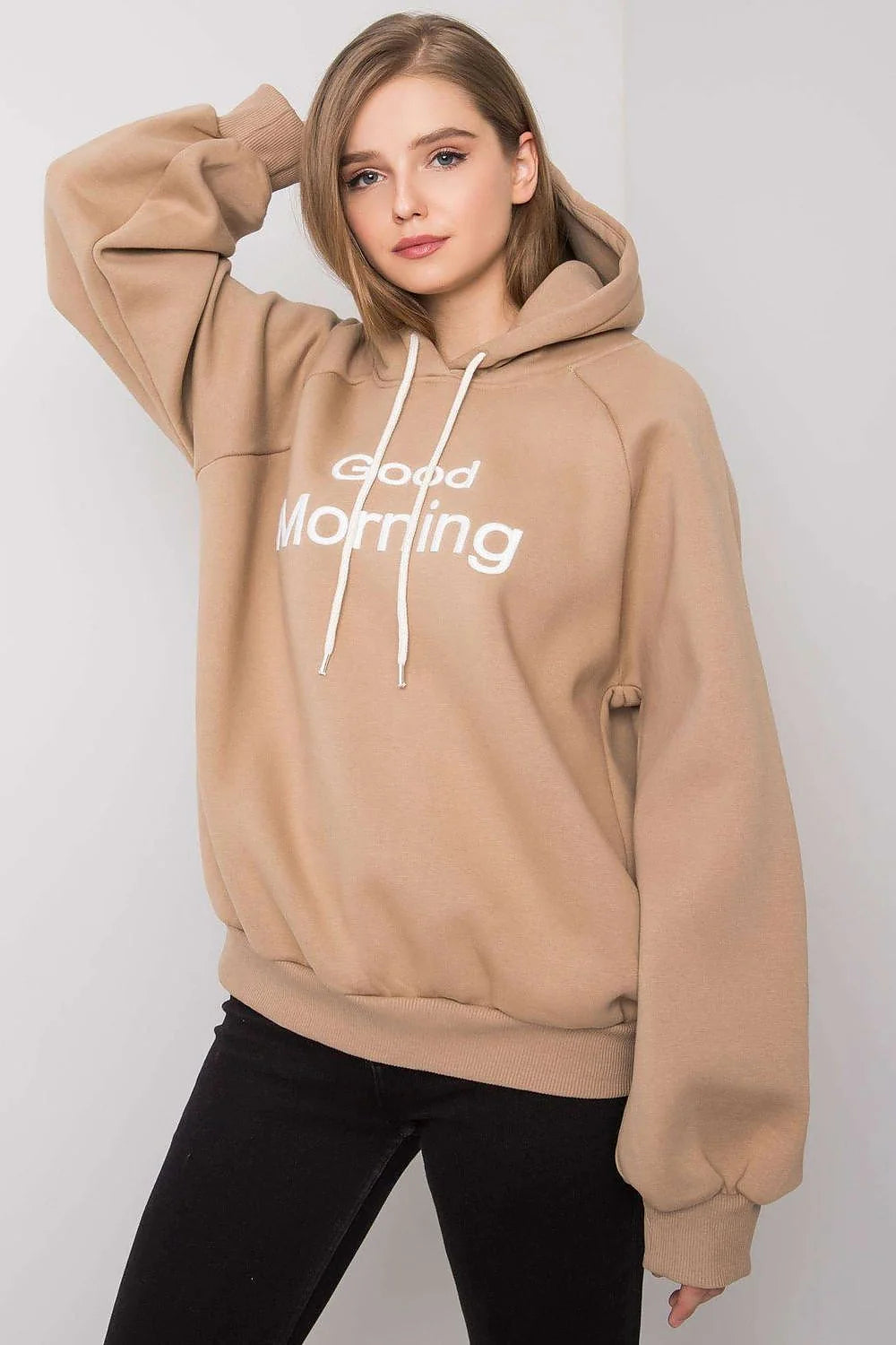 Sweatshirt femme oversize coton polyester bleu vif urbain moderne confortable manches longues GRL PWR