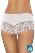 Shorty dentelle blanc romantique avec broderies florales, confort et élégance pour sublimer votre silhouette féminine