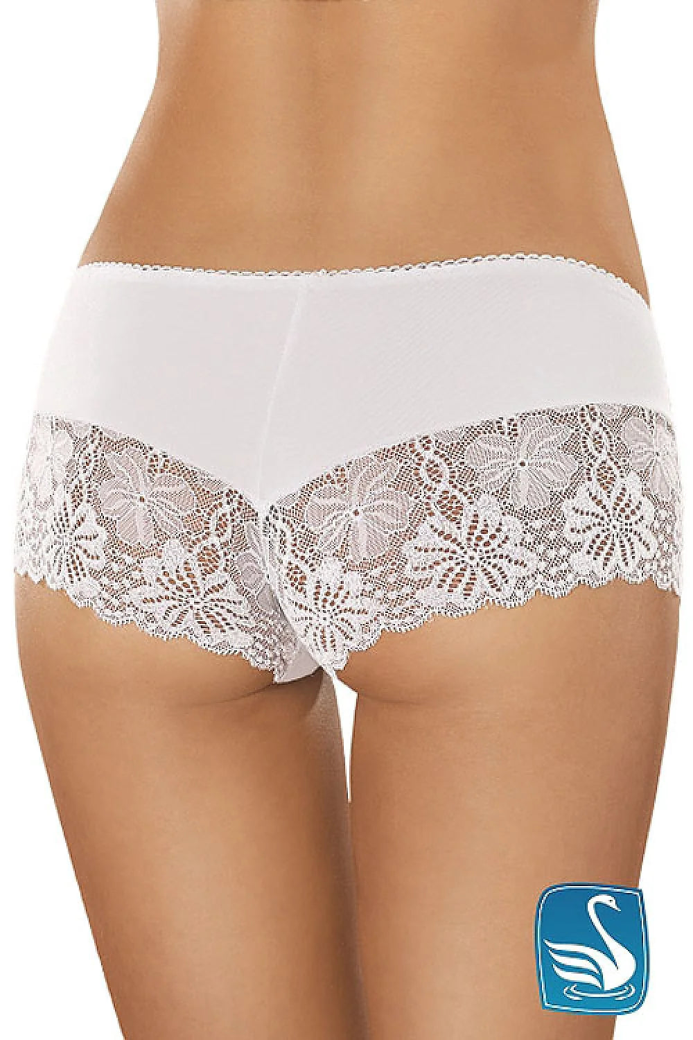 Shorty dentelle blanc romantique avec broderies florales, confort et élégance pour sublimer votre silhouette féminine