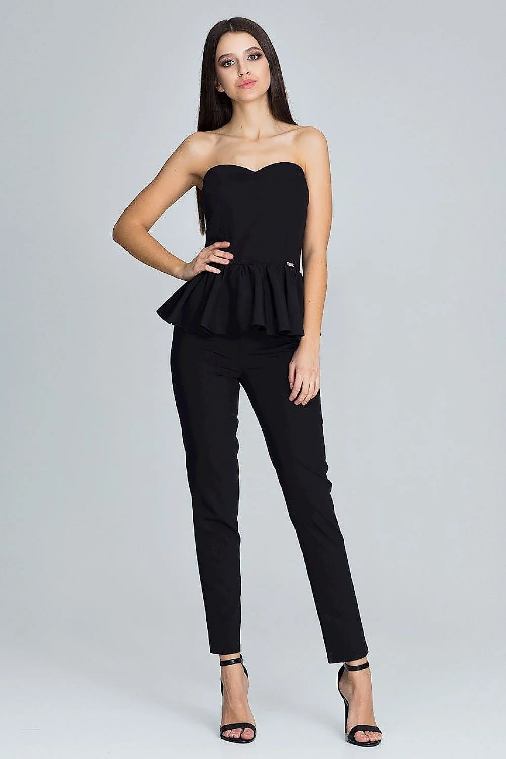 Ensemble bustier pantalon noir élégant chic moderne tissu uni idéal soirées femme mode tendance