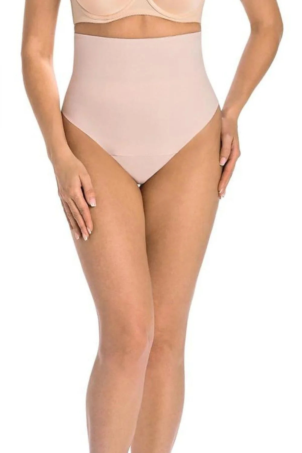 Culotte gainante à taille haute sans couture beige nude femme matière élastique large bande élastique sans silicone zone ventre hanches lisse soutien optimal