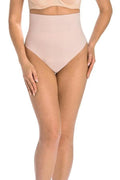 Culotte gainante à taille haute sans couture beige nude femme matière élastique large bande élastique sans silicone zone ventre hanches lisse soutien optimal