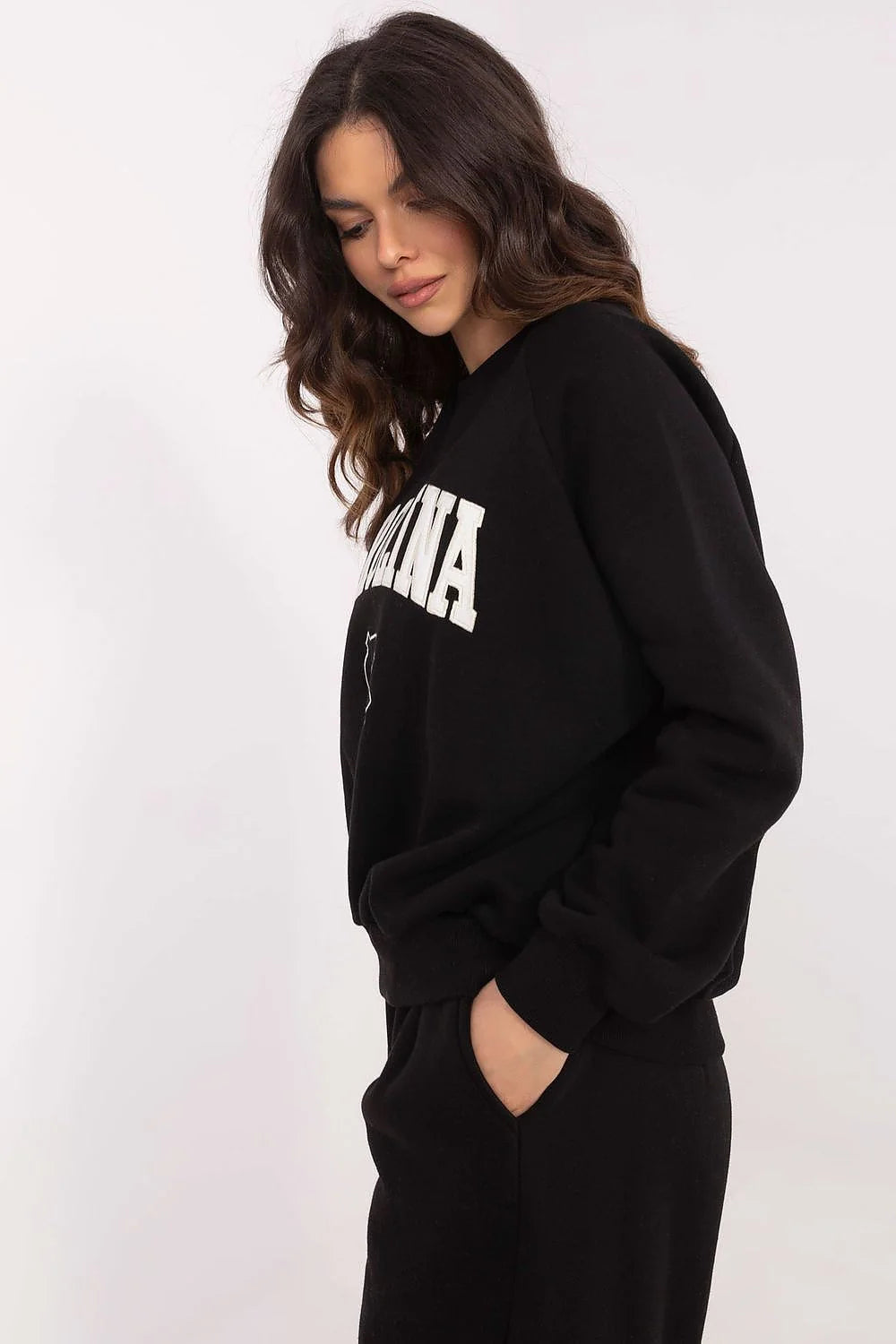 Sweatshirt Femme Carolina Logo NC Style Sportif Casual Manches Longues Coton noir