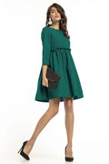 Robe évasée verte en polyester moderne élégante manches longues style chic pour journée décontractée