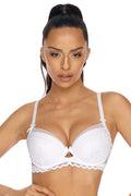 Soutien-gorge push-up élégant dentelle floral tulle brodé éponges amovibles ajustables femmes