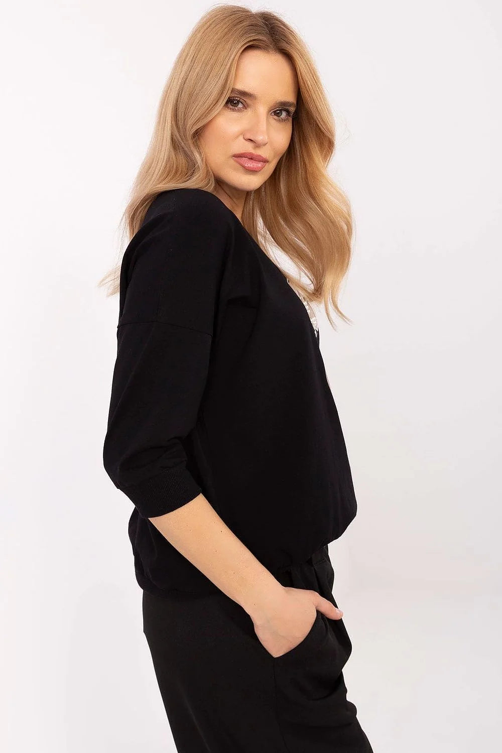 Chemisier Relevance Femme Chemisier Casual Élégance Imprimé Floral Coton Élasthanne Manches 3/4 Noir Blanc Rose Pâle