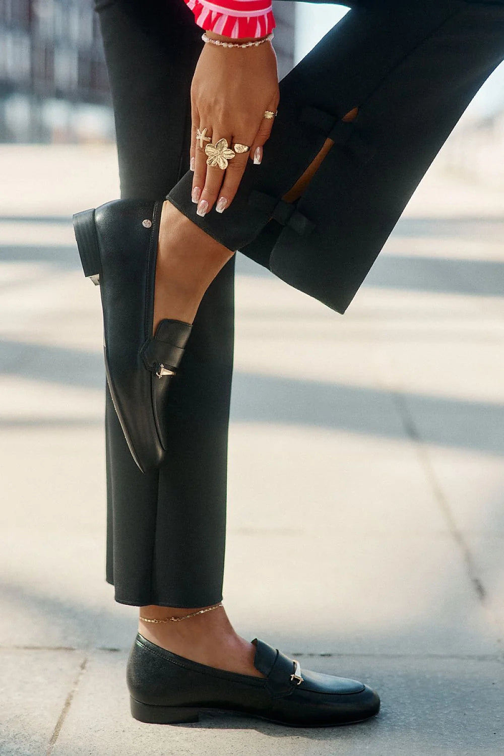 Mocassins pour femme élégants cuir naturel doré bout rond semelle Plantair Maciejka