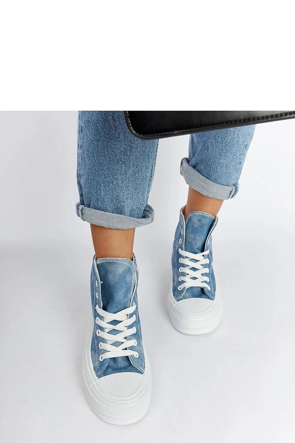 Baskets femmes mode urbaine style montantes bleu denim tissu respirant semelle caoutchouc confortable été 2023