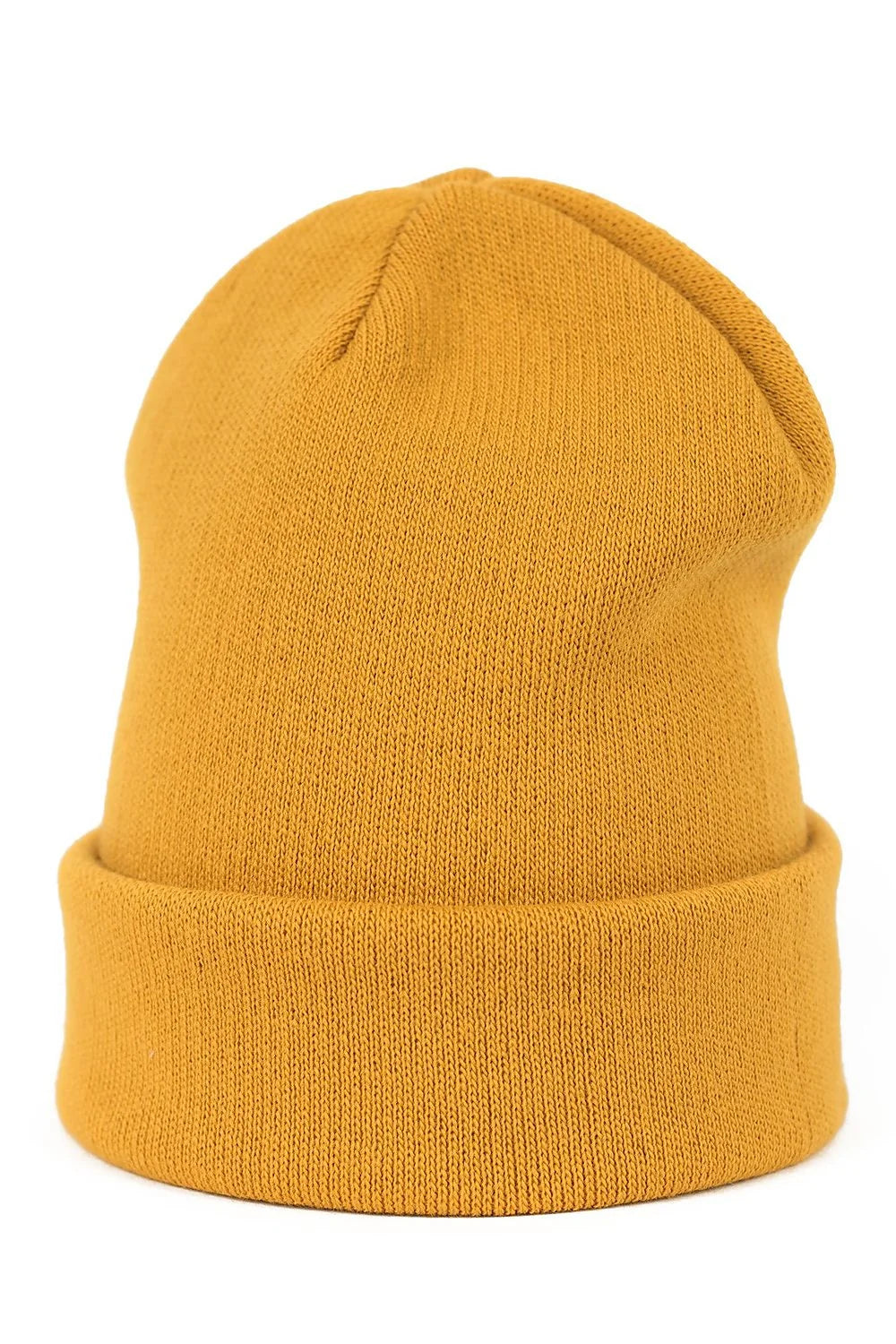 bonnet hiver acrylique moutarde jaune tricoté maille slouch ajusté coupe longue rebord retroussé large confortable extensible doux