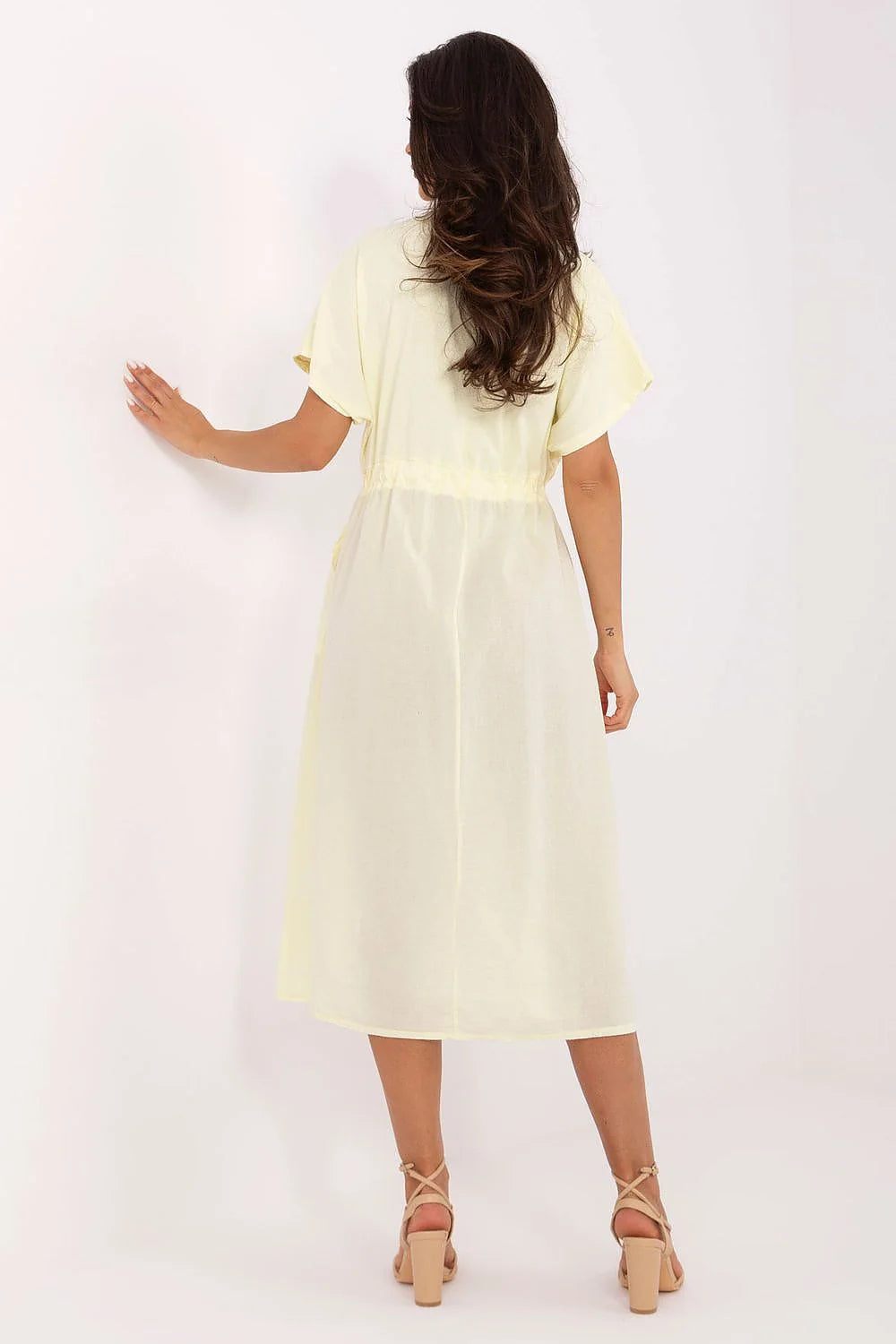 Robe de jour Och Bella été légère coton manches courtes col rond ceinture ajustable poches pratiques femme midi