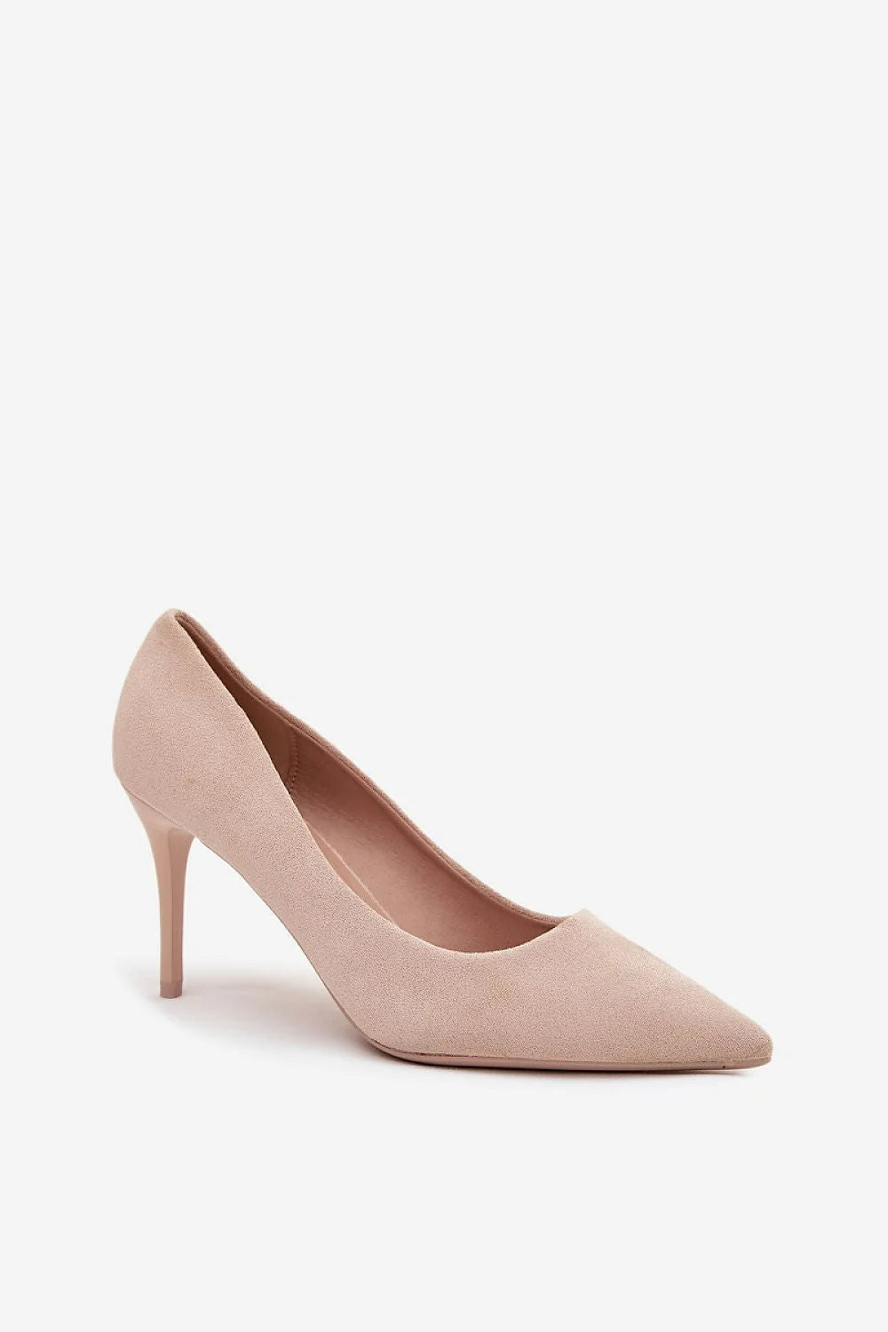 escarpins simili daim nude beige bout pointu talon aiguille hauteur85mm silhouette élancée semelle intérieure souple confortable minimaliste polyvalent cérémonie bureau