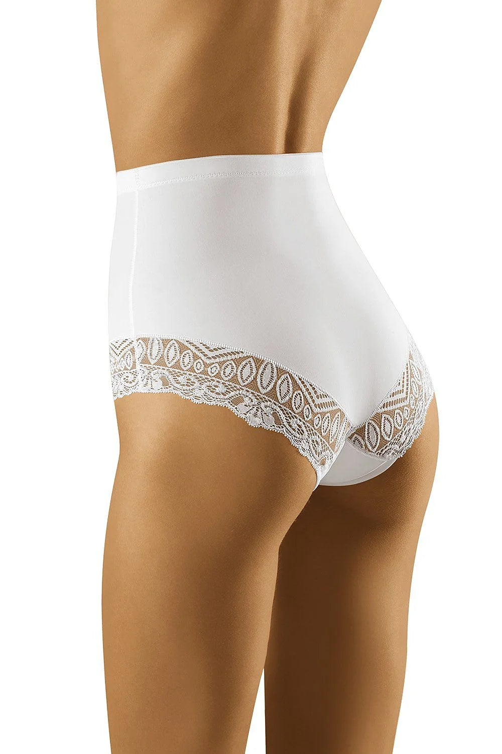 Culotte gainante taille haute en dentelle noire élégante florale ajourée maintien doux ventre plat