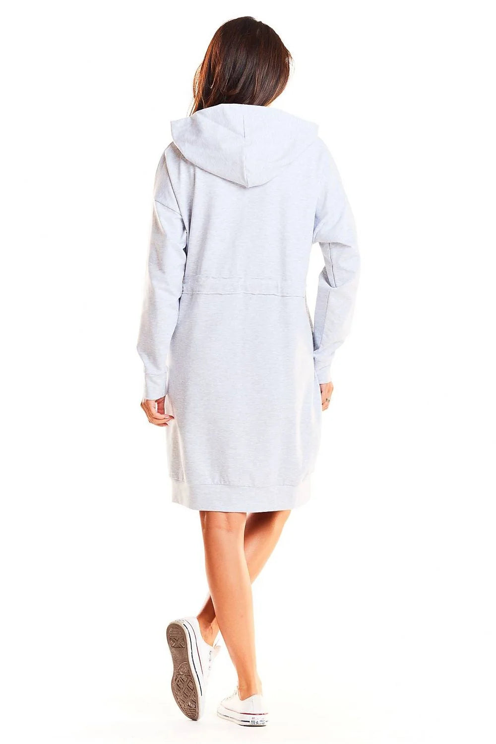 Robe sweat à capuche en jersey gris clair confortable ample décontractée moderne pour femme quotidienne