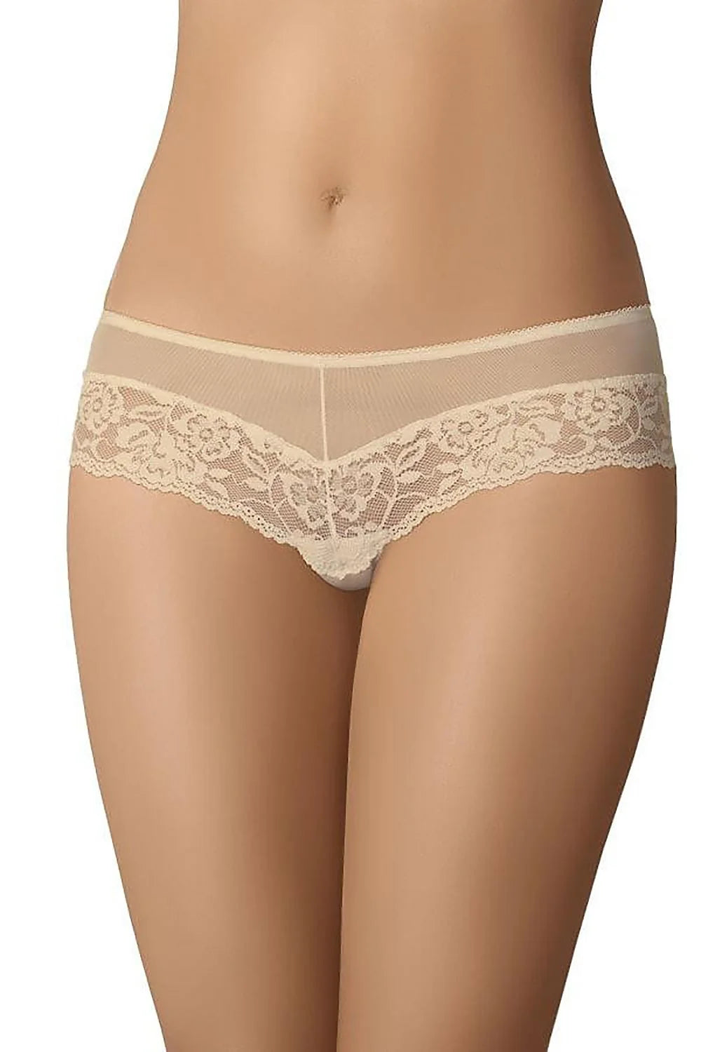 Ensemble de culottes féminines Teyli couleur beige, blanc et noir dentelle florale taille basse bikini cut élastique doux