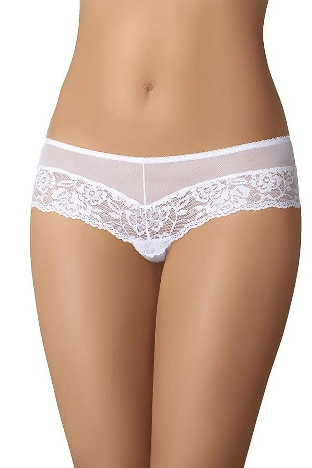 Ensemble de culottes féminines Teyli couleur beige, blanc et noir dentelle florale taille basse bikini cut élastique doux