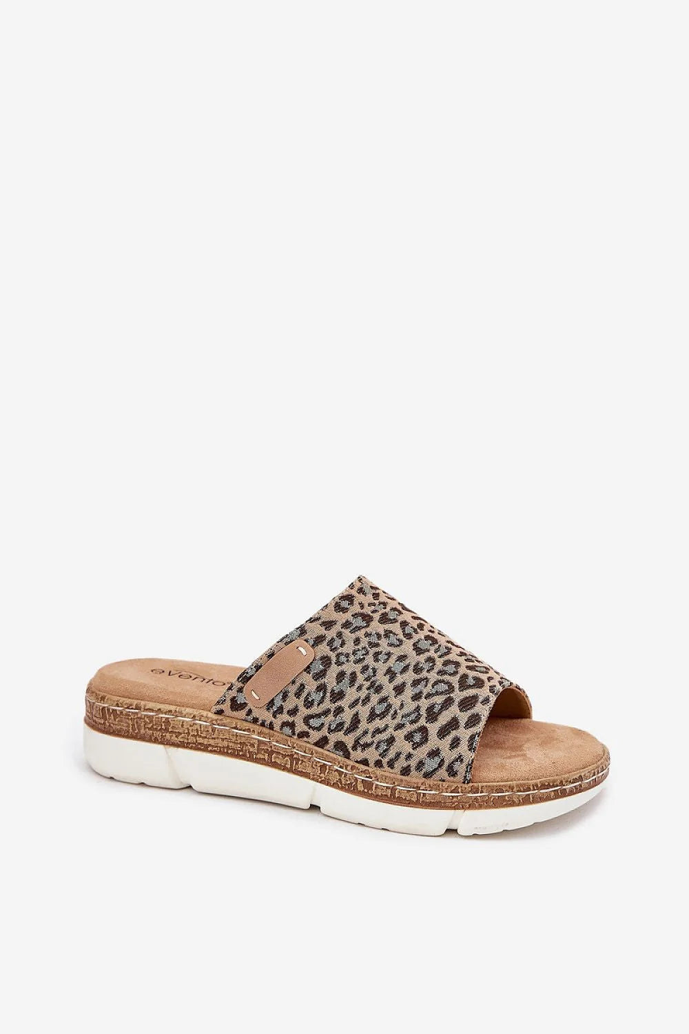 Sandales femmes design moderne ouvert talon compensé 4.5 cm motif léopard cuir suédé semelle antidérapante summer shoes
