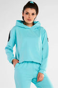 Ensemble de Sport Coton Décontracté Moderne Confortable Bleu Turquoise Capuche Poches Femmes Mode Pantalon