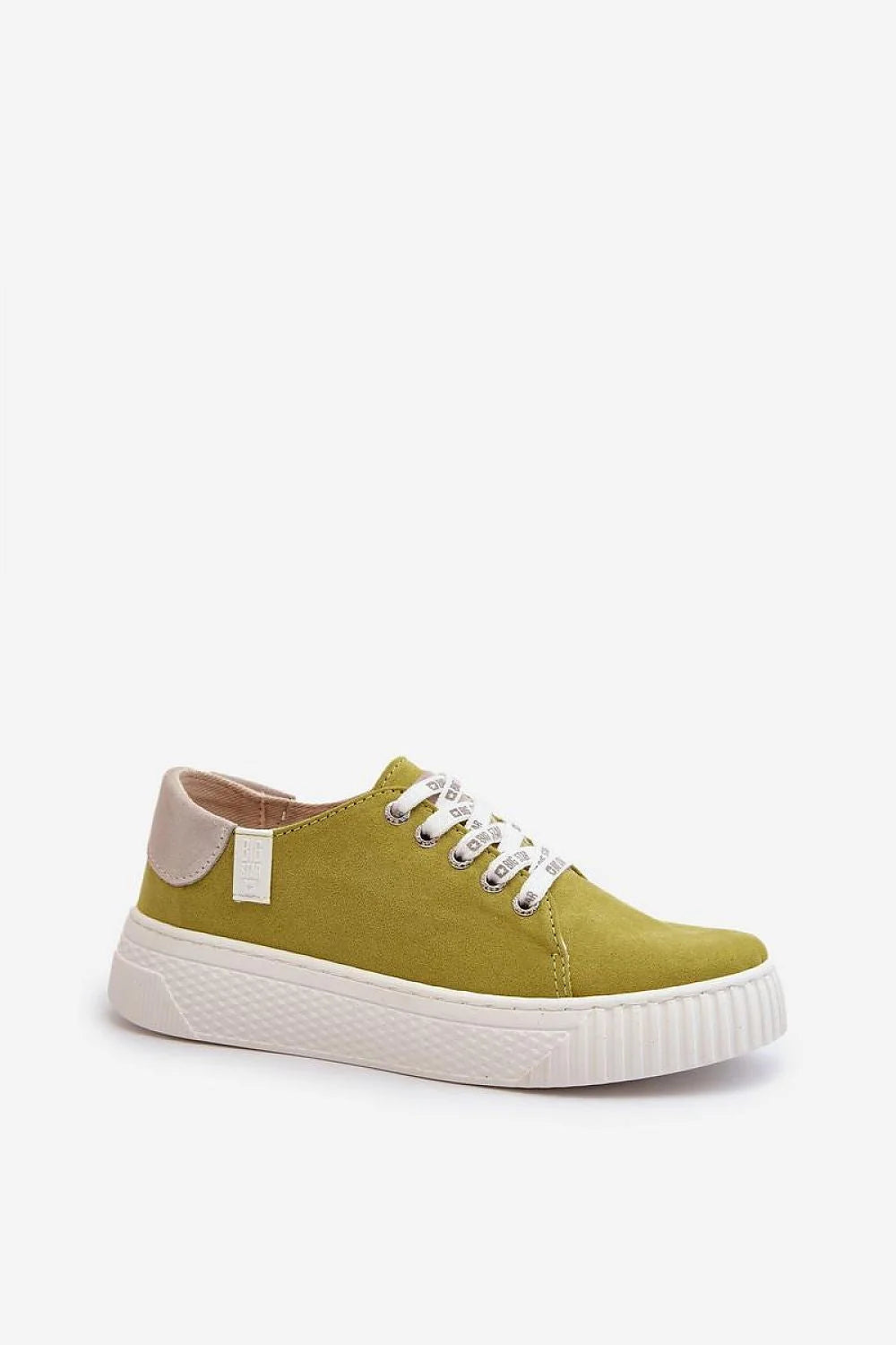 baskets femme sneakers modernes décontractées cuir écologique vert olive suédine bout rond plateforme blanche semelle crantée memoryfoam confort