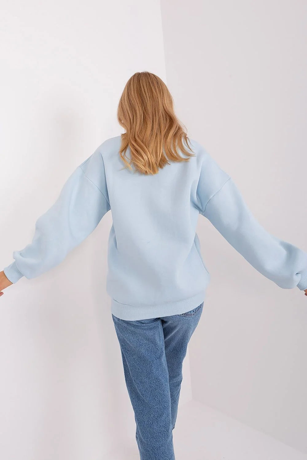 Sweatshirt pour femme moderne style décontracté bleu clair motif Houston ATHL.CLUB manches longues coupe ample en coton polyester