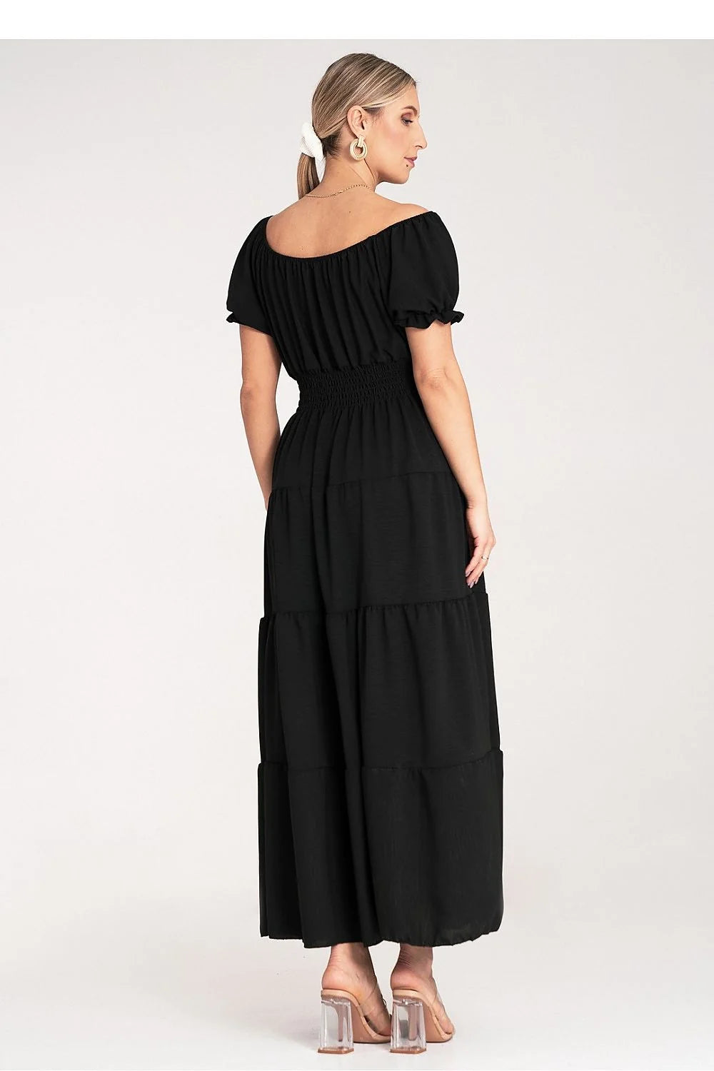 Robe de jour Figl style bohème-chic longue manches bouffantes décolleté espagnol taille élastique femme