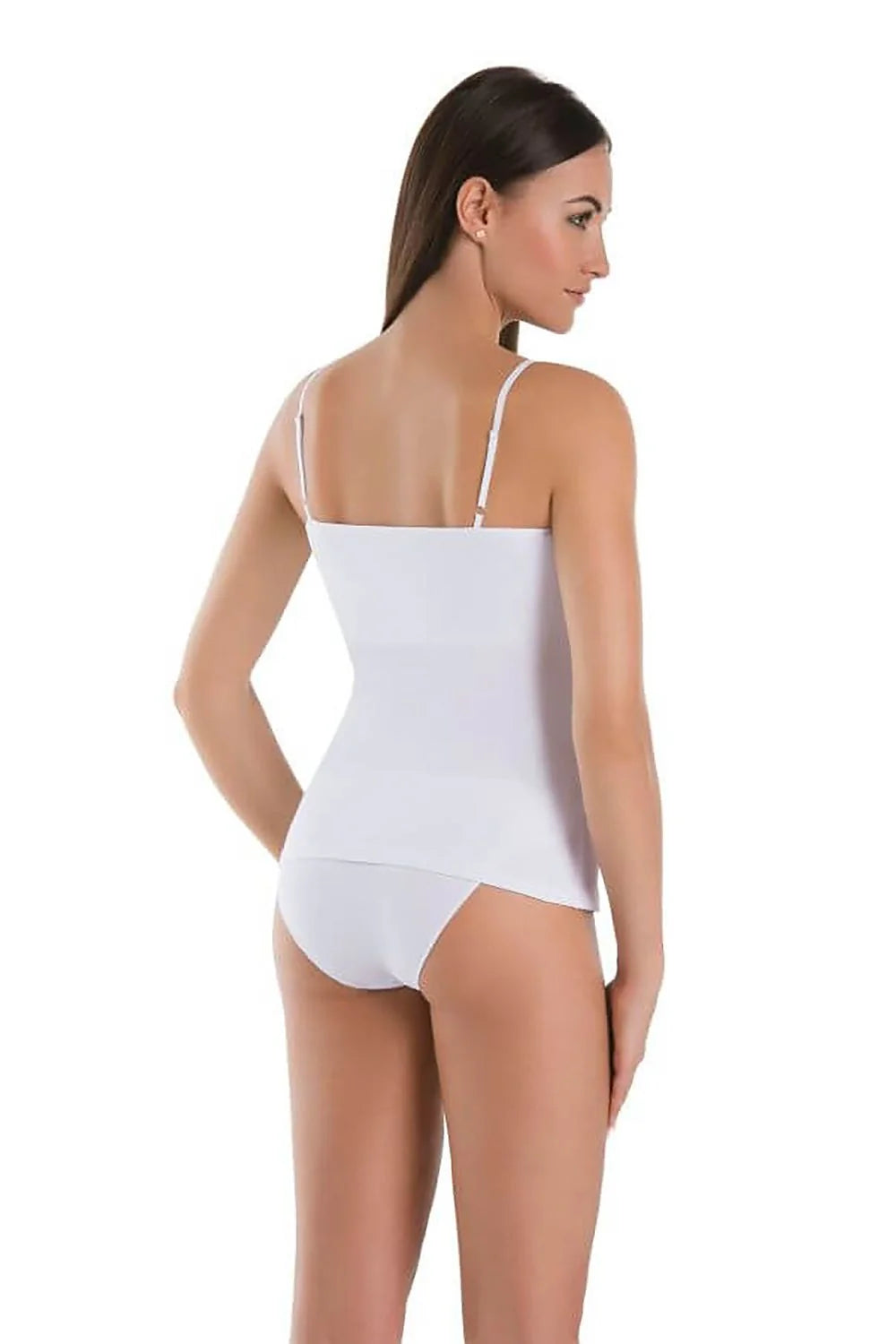 Ensemble de lingerie pour femmes débardeur et culotte blancs en coton élasthanne coupe ajustée bretelles spaghetti Taille basse