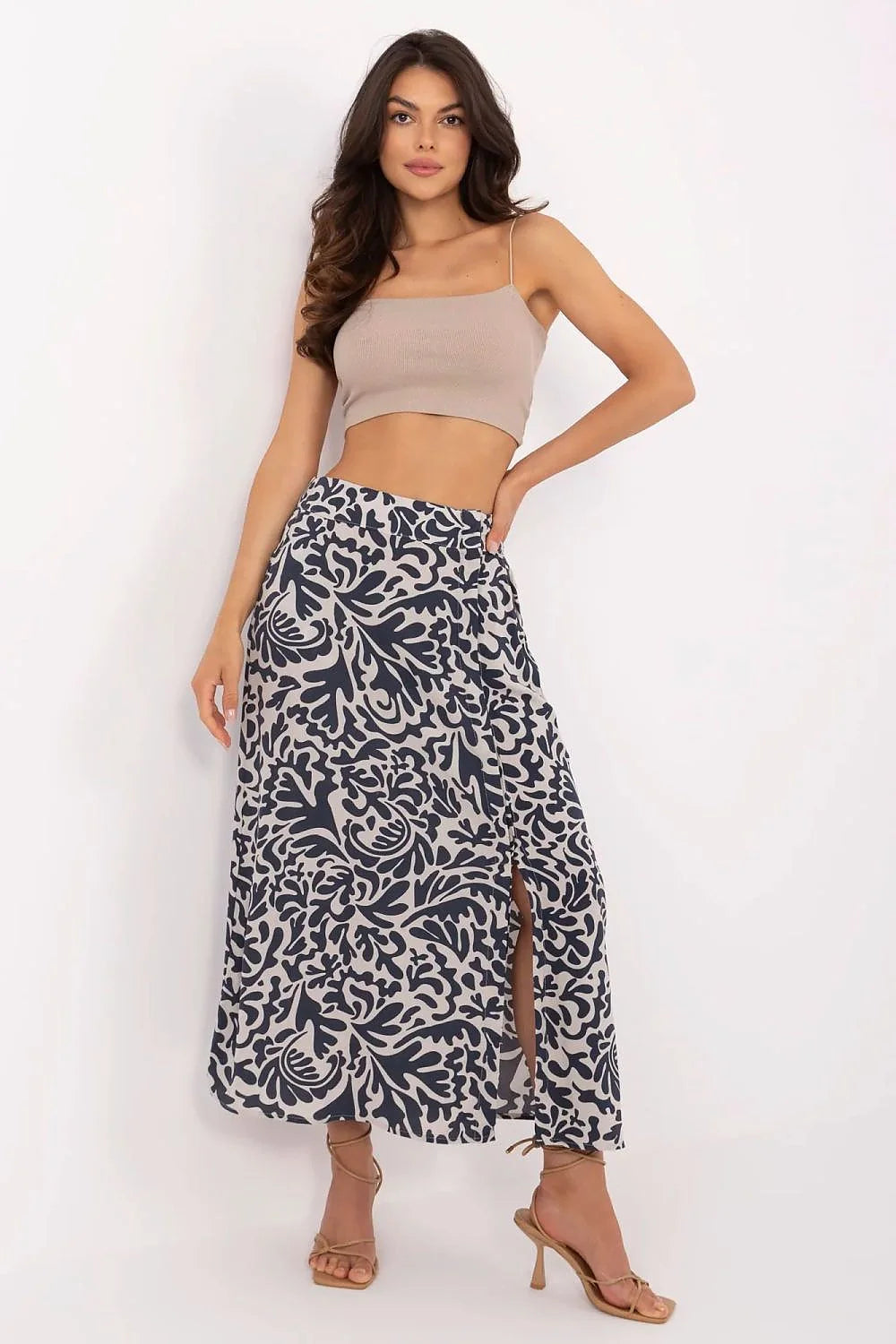 Tenue chic femme top court robe longue tunique.slim Coupe haute taille élastique tissu doux floral