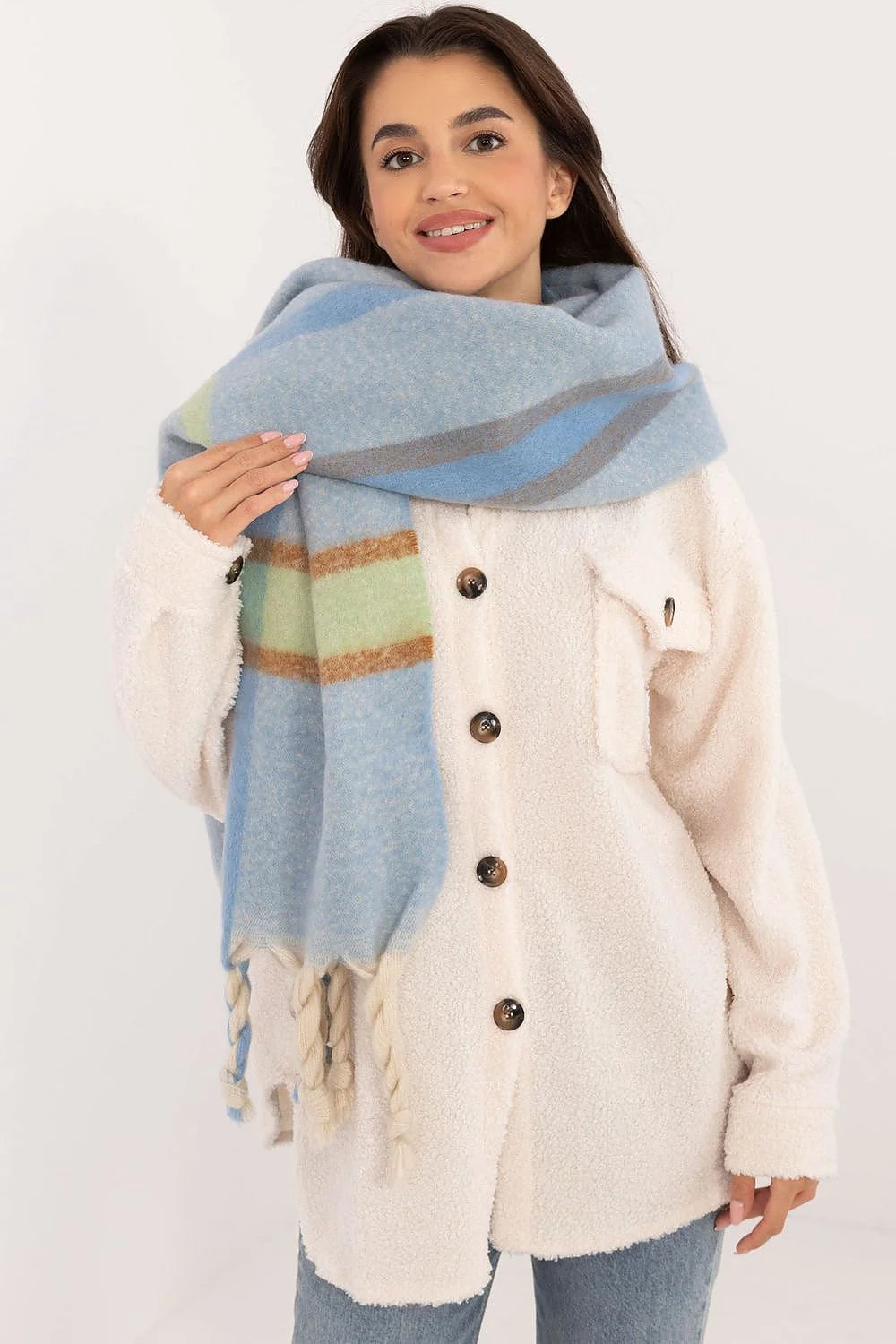 Echarpe et veste en sherpa multicolore chic et décontractée pour femmes