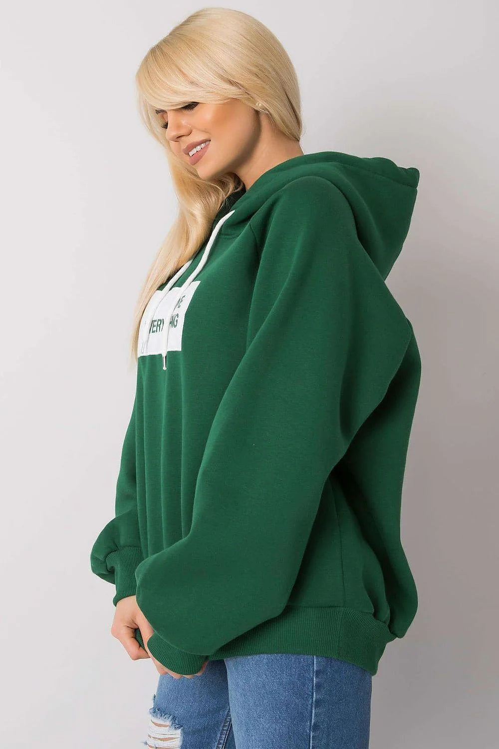 Sweatshirt à capuche pour femme design moderne décontracté marron avec inscription LOVE EVERYTHING coton polyester manches longues ample