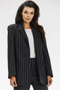 Blazer et pantalon femme Awama tailleur classique rayures fines coupe ample élégance intemporelle polyester polyvalent professionnel formel