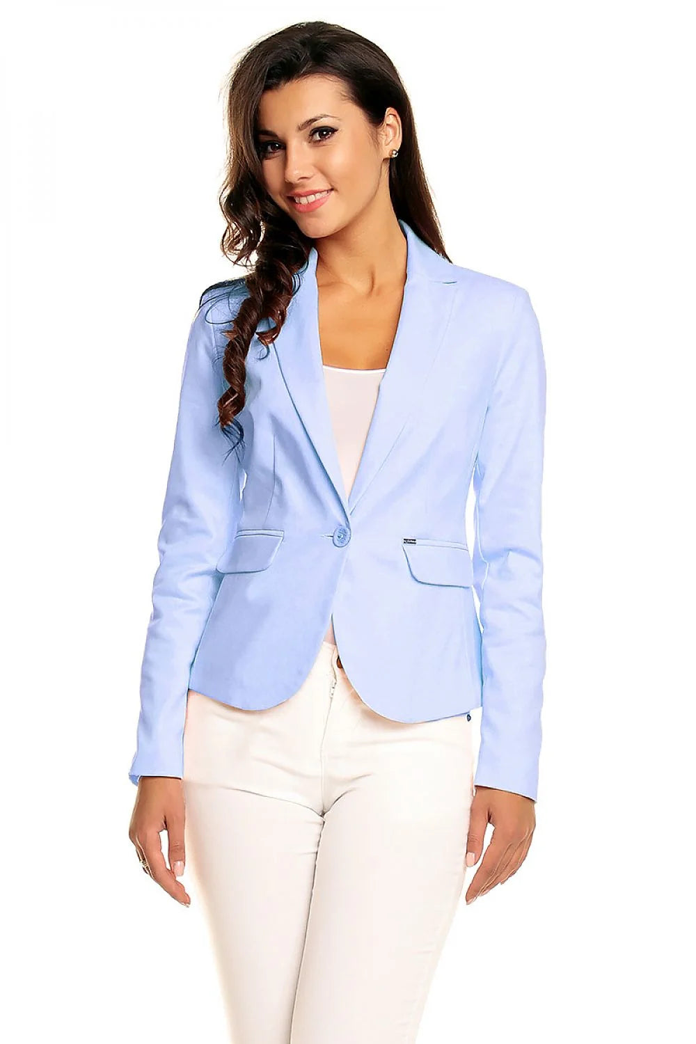 Blazer femme polyester ajusté élégant bleu classique pour bureau style professionnel moderne femmes actives