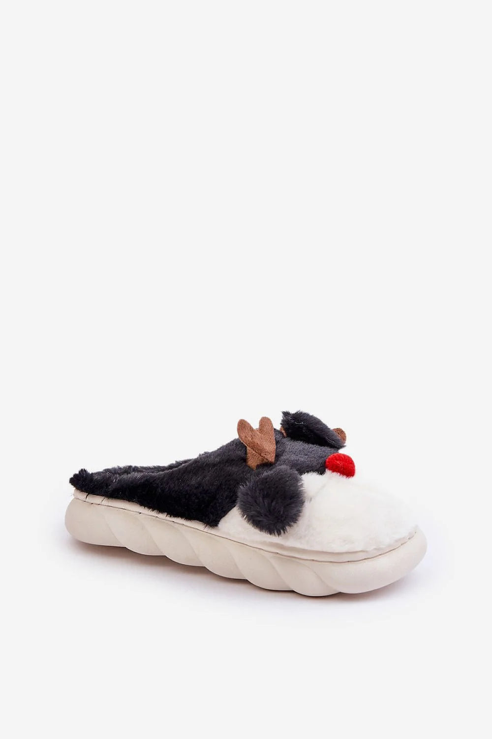 Pantoufles Step in style pour femme motif renne Noel fourrure douce semelle épaisse style festif couleur noir blanc rouge brun