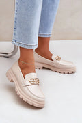 Moccasins pour femmes élégants en simili cuir doré style moderne talon plat confortable occasion quotidienne