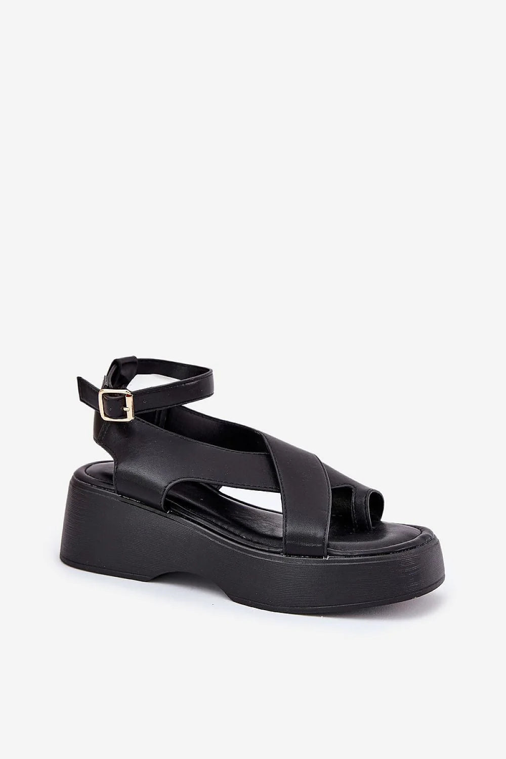Sandales pour femmes style moderne structuré compensé cuir artificiel semelle épaisse talon compensé ajustable doré