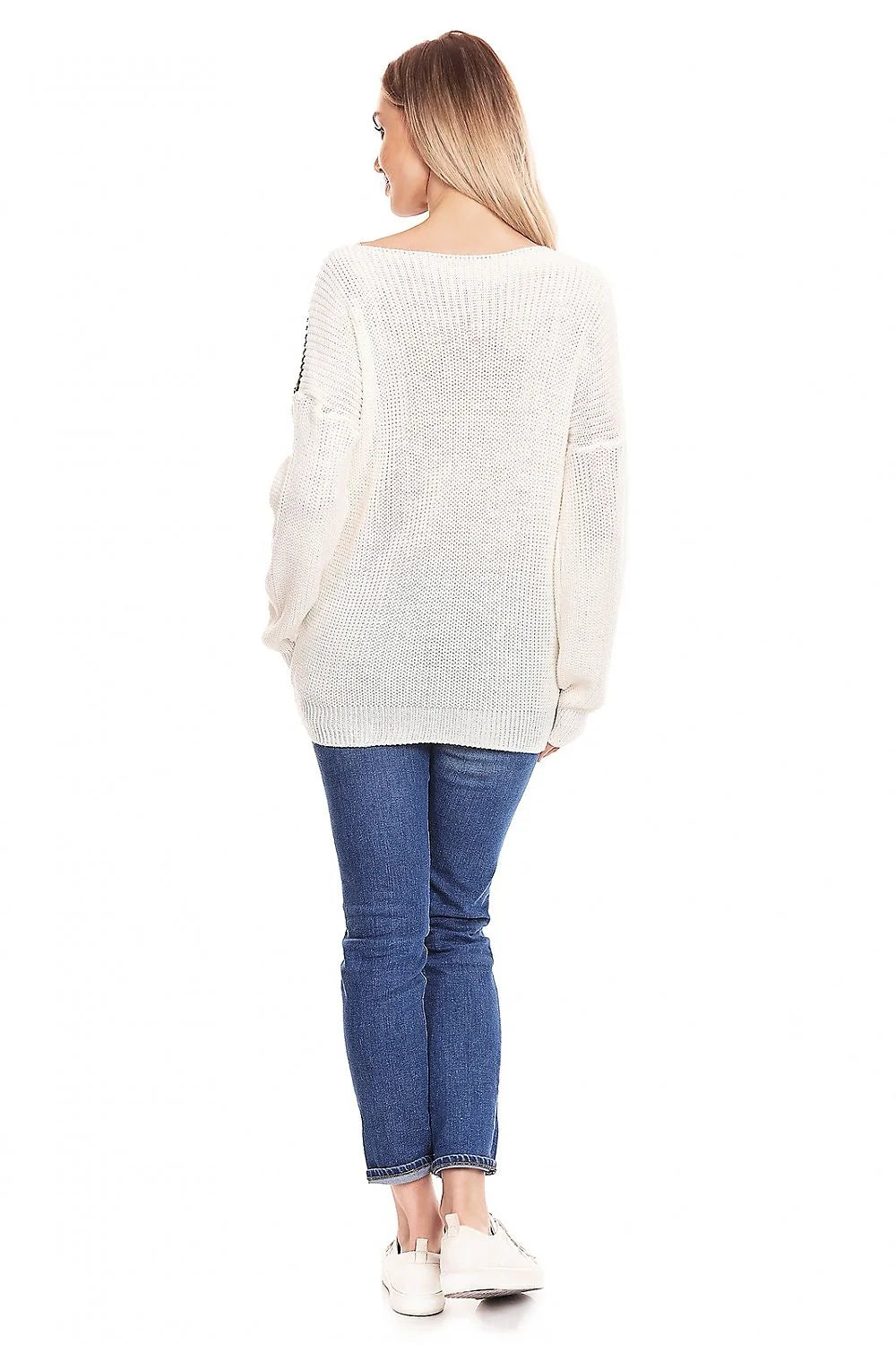 pull grossesse maternité oversize rayures horizontales colorblock bleu marine blanc gris clair col bateau manches longues maille épaisse