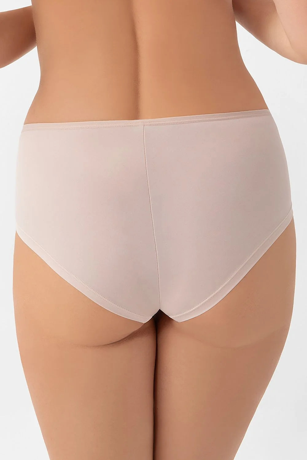 culotte femme taille mi haute couvrante microfibre lisse rose sculptante panneau maintien avant dentelle florale empiècements finitions plates gousset coton