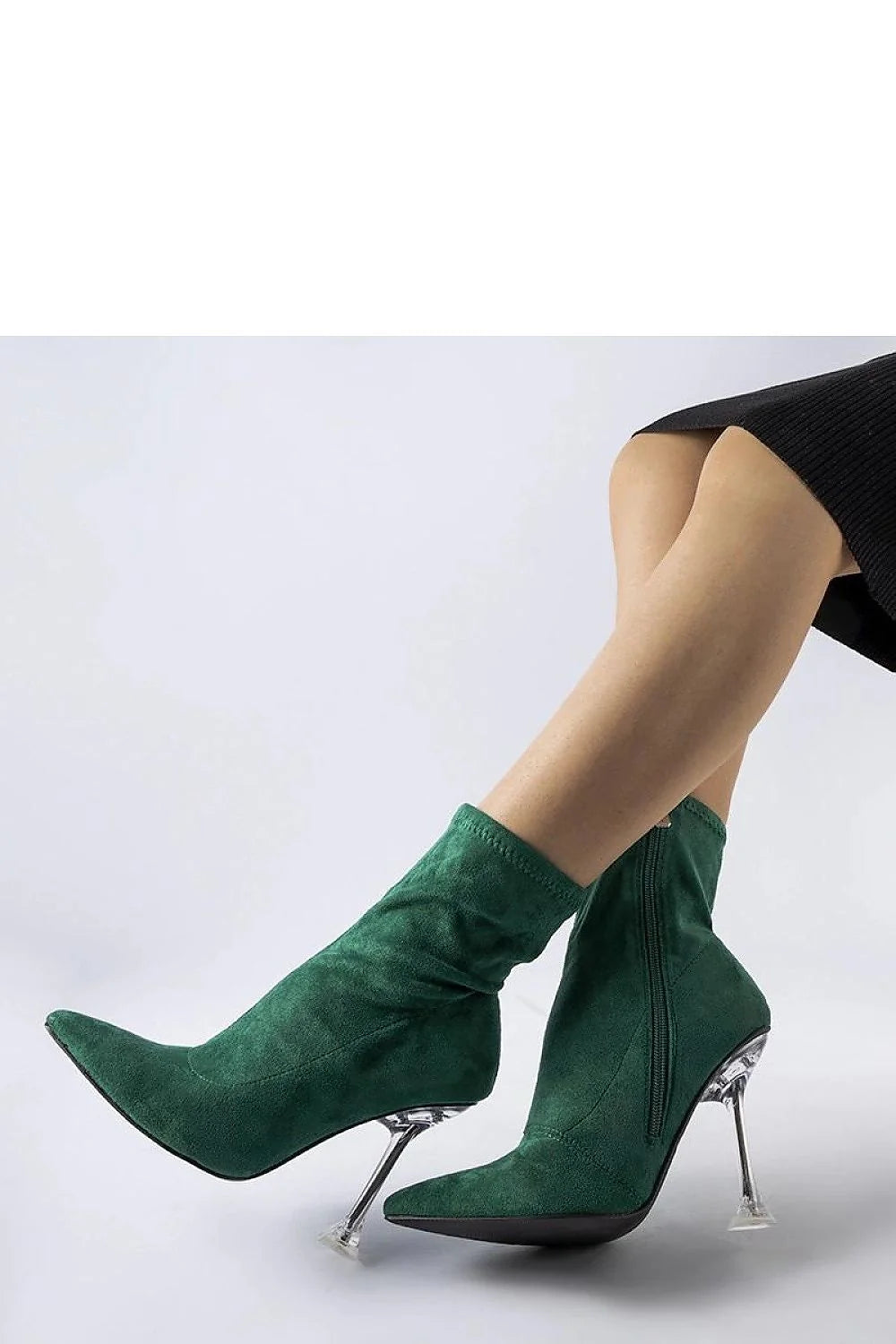 Bottes à talons transparents vertes design moderne en daim pour femme, occasionnels élégants, confortables, mode tendance 2023