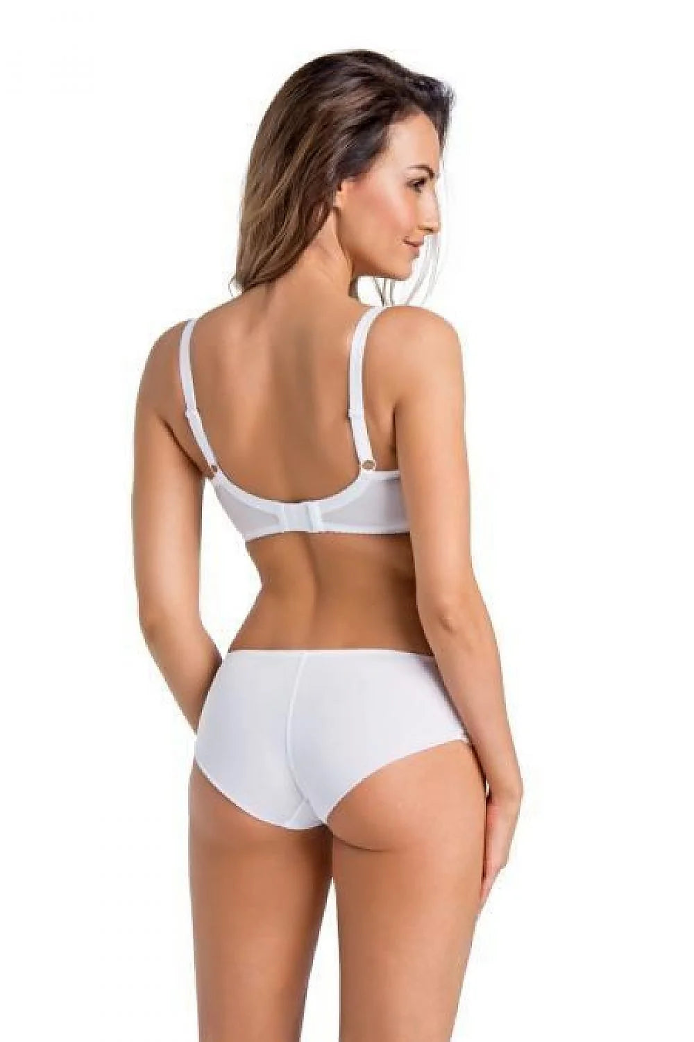 Ensemble de lingerie élégant et délicat dentelle blanche motifs floraux microfibre satin armature solide bretelles réglables design classique femme