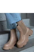 bottines chelsea femme beige nude similicuir lisse doublure chaude semelle plateforme crantée antidérapante élastique latérale urbaine confortable