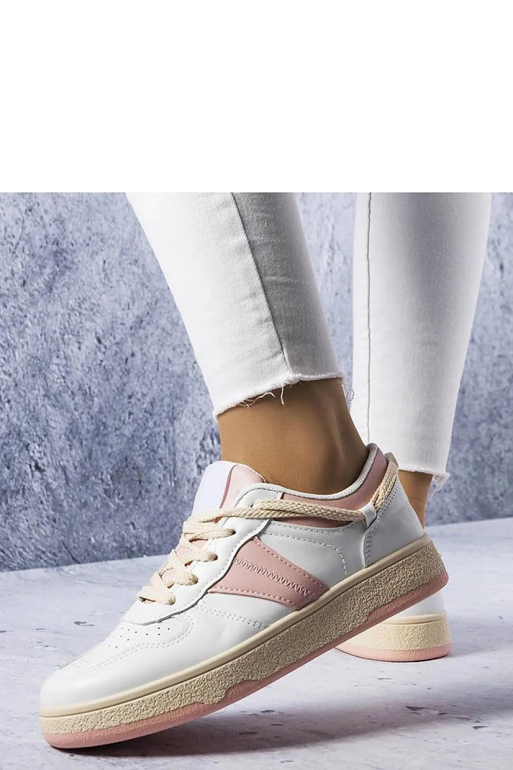 Chaussures de sport Solea baskets élégantes blanches roses cuir synthétique textile femme confort urbain