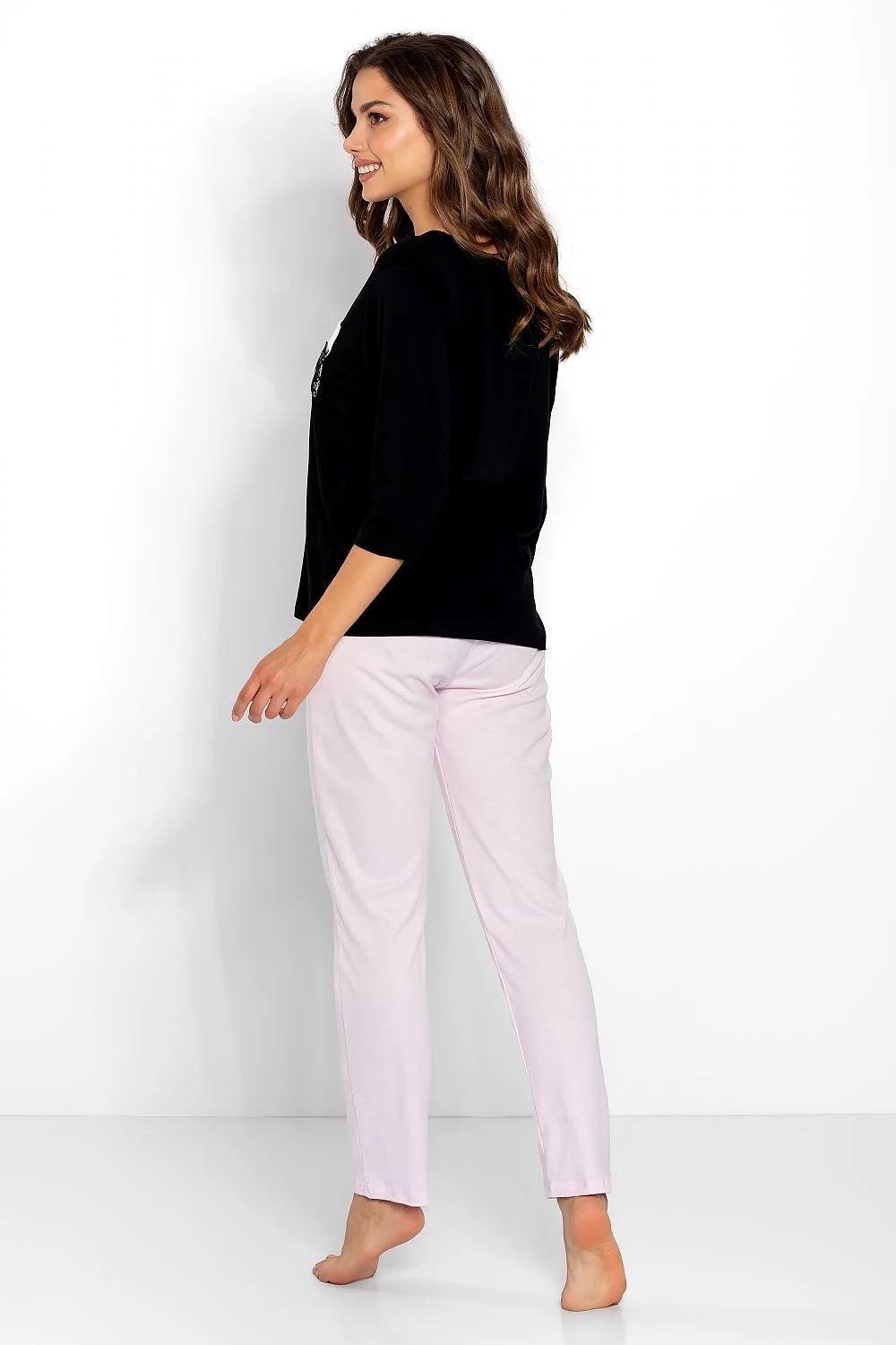 Pyjama pour femme deux pièces manches 3/4 pantalon long confortable intérieur doux style décontracté nuit détente