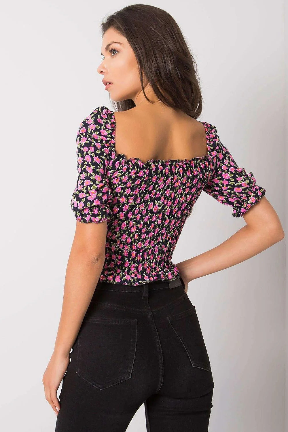 Chemisier Rue Paris élégant tendance coton manches courtes col en V plissé taille ajustable femme été