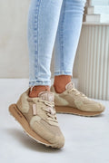 Baskets féminines modernes en cuir naturel et suedé Big Star Step in style confortables sport casual