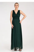 Robe de soirée élégante sans manches vert foncé dos nu empire taille haute femme